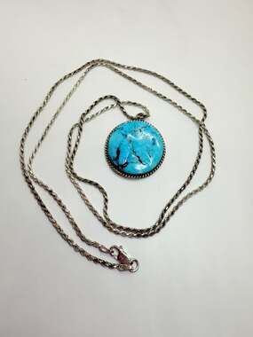 Sterling Silver Turquoise Pendant Necklace